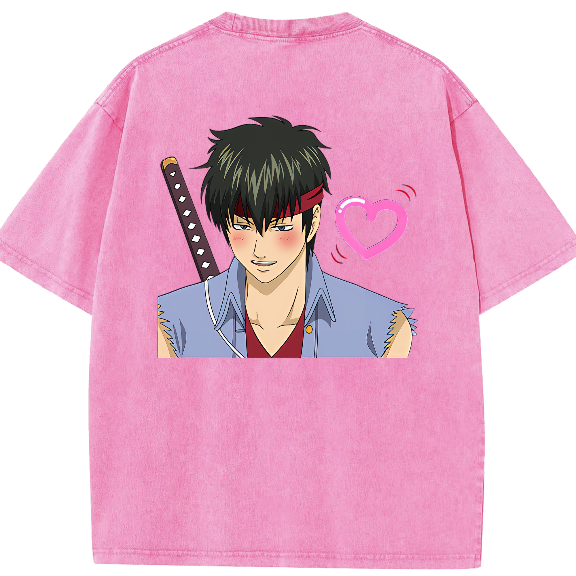（画像用） ぎんたま 坂田銀時（さかたぎんとき） 神楽 志村新八（しむら しんぱち） GINTAMA Sakata Gintoki Kagura Shimura Shinpachi 綿100% ヴィンテージ風 半袖Tシャツ（背面プリント）